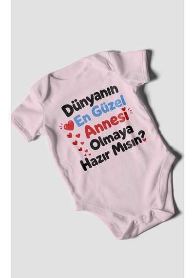 Morivokids Anneye Özel Kısa Kollu Bebek Body %100 Pamuk Zbn177-kk Bebe Pembe
