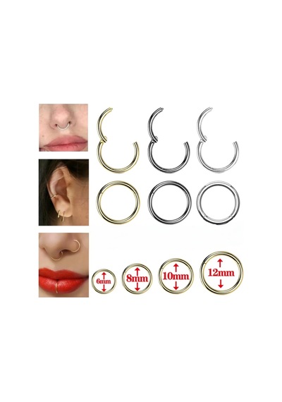 Cerrahi Çelik Tam Halka Klipsli Tragus, Helix Piercing Gold