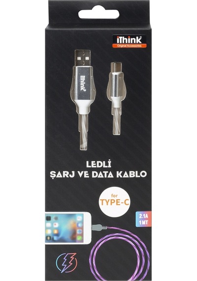 İthink K80C Işıklı Type-c Kablo Beyaz
