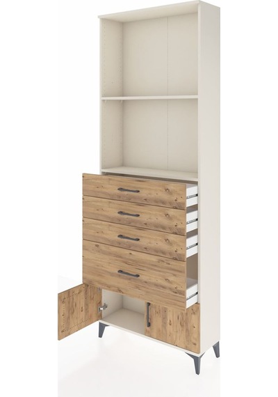 Arges Dolap 2 Raflı 4 Çekmeceli 2 Kapaklı 88x30x243 Aytaşı-çam Aytaşı