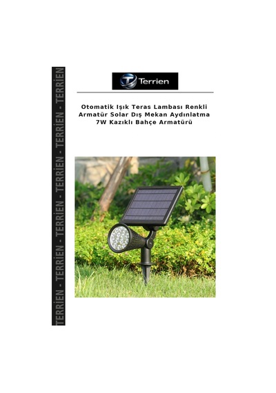 Otomatik Işık Teras Lambası Renkli Armatür Solar Dış Mekan Aydınlatma 7w Kazıklı Bahçe Armatürü