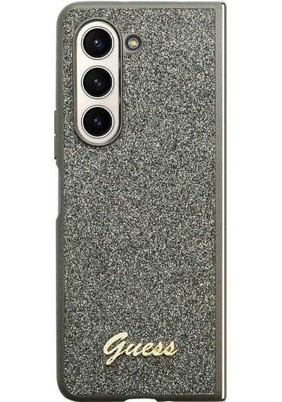 Galaxy Z Fold 5 Uyumlu Kılıf Guess Lisanslı Yazı Logolu Glitter Flakes Kapak Haki