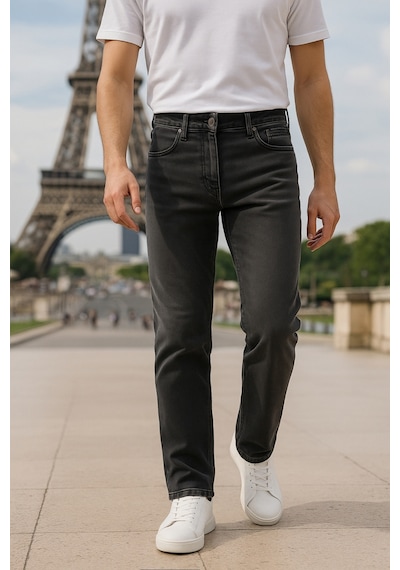 Cedy Denim Regular Fit Jean Martin Yüksek Bel Standart Kesim Esnek Kot Pantolon C336 Antrasit