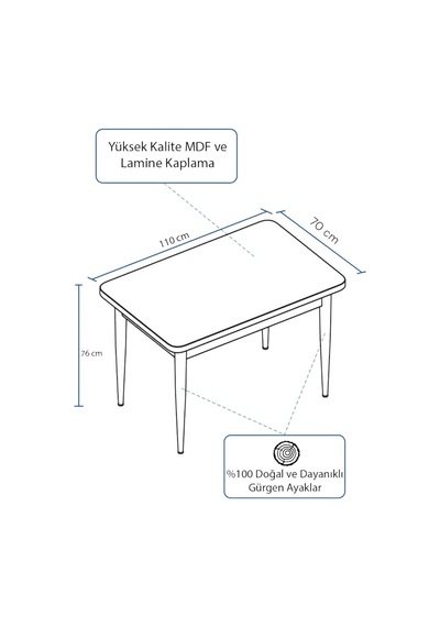 Tulca Serisi Beyaz 71x110 Mdf Ahşap Ayaklı Kaliteli Sabit Yemek Masası Beyaz Tulca Serisi Beyaz 71x110 Mdf Ahşap Ayaklı Kaliteli Sabit Yemek Masası Beyaz