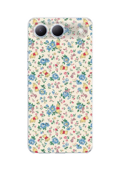 Tecno Spark 40 5g Uyumlu Ayı Winnie Pooh Ve Çiçekler Baskılı Silikon Kılıf Renkli