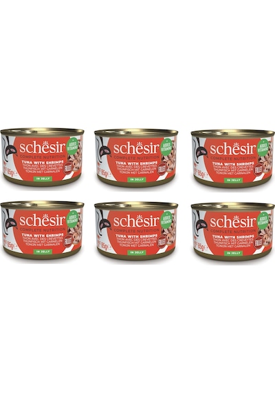 Schesir Ton Ve Karidesli Tam Ve Dengeli Jöleli Kedi Konservesi 85 Gr. X 6 Adet