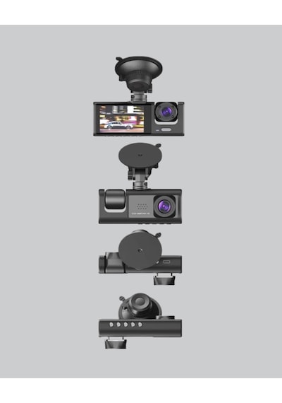 Mey İthalat Üç Kameralı Araç Dvr Full Hd Gece Görüşlü Ve 2 İnç Ips Ekranlı