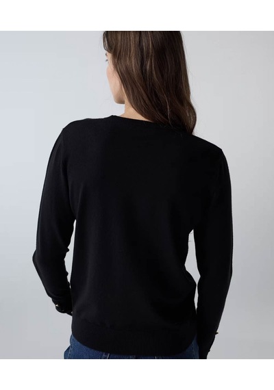 İpekyol Monogram Düğmeli Triko Siyah Kadın Kazak Iw6260050176