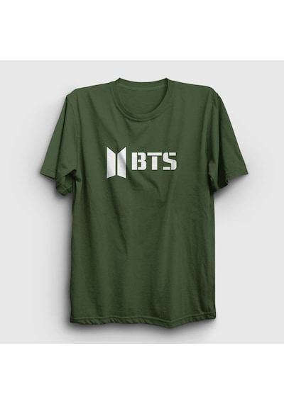 Presmono Unisex Logo Bts T-shirt Haki