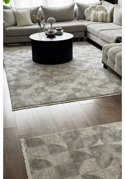 Apex Truva 6621 Gri Akrilik Modern Makine Halısı Gri