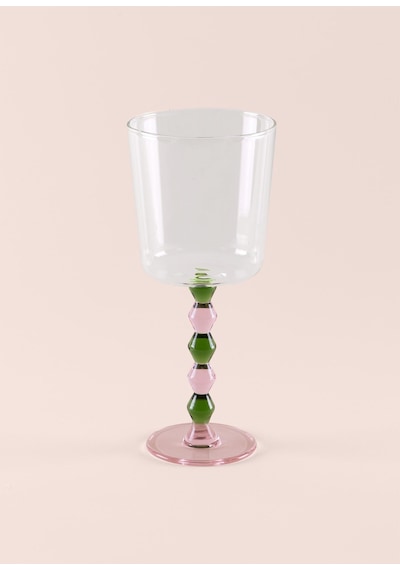 The Mia Bead Şarap Kadehi Yeşil 300 Ml Şeffaf