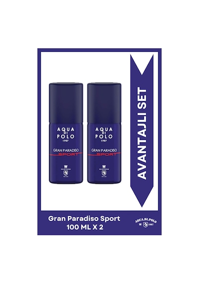 Gran Paradiso Sport Metal Şişe 100 Ml Edp 2'li Erkek Parfüm Seti Odunsu