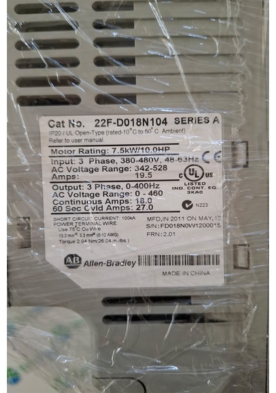 Allen-bradley Power Flex 4m 22f-d018n104 7.5kw Sürücü 7.5