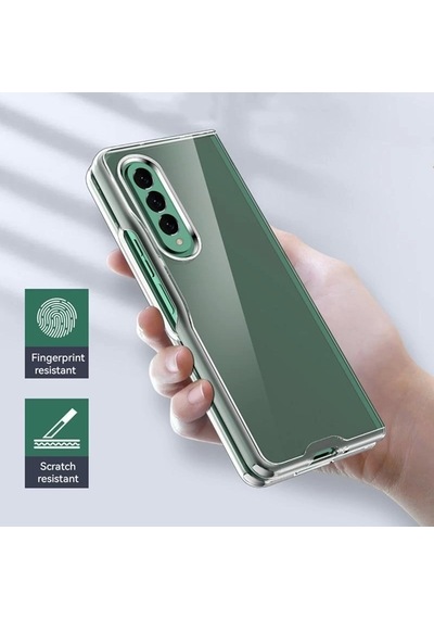 Samsung Galaxy Uyumlu Z Fold 3 Sert Kristal Kapak Koruma Kılıf - Şeffaf