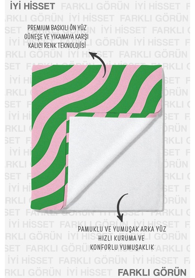 Dalgalı Çizgili Plaj Havlusu - Pembe Yeşil Minimalist Havuz Deniz Banyo Hızlı Kuruyan Sahil Örtüsü Dumanlı Kıyısı Dalgalı Çizgili Plaj Havlusu - Pembe Yeşil Minimalist Havuz Deniz Banyo Hızlı Kuruyan Sahil Örtüsü Dumanlı Kıyısı