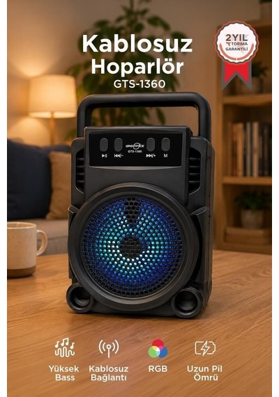 Delux Serisi Bluetooth Hoparlör Gts-1360 Siyah Frekans Cihaz Akustik