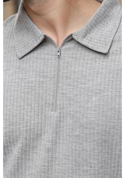 Gri Polo Yaka T-shirt Şort Takım E7363