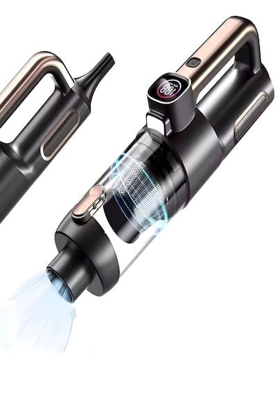 20000pa Şarjlı Araç İçi Süpürge 6000mah 120w Led Fenerli Kablosuz El Süpürgesi Dikey Vacuum Siyah