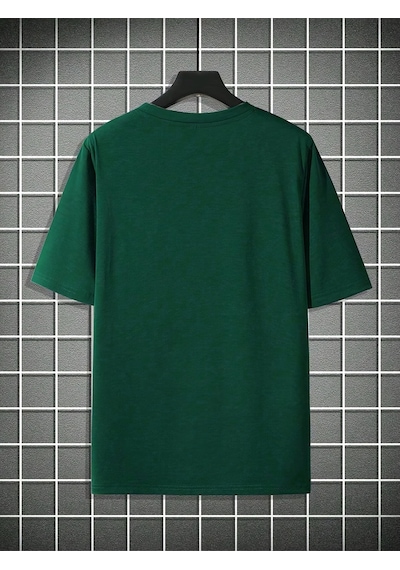 Unisex Dağ Baskılı Oversize Tshirt Yeşil
