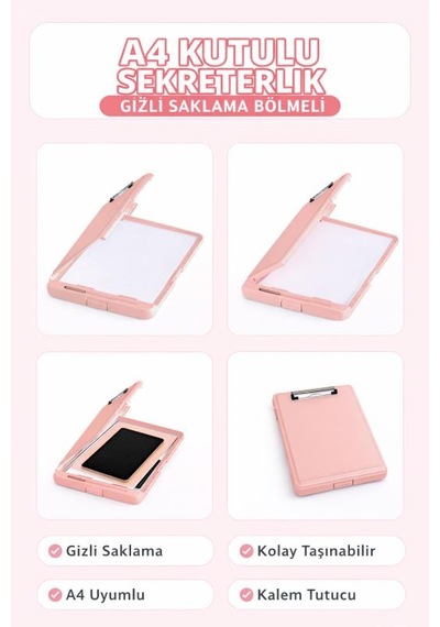 Umix A4 Pp Kutulu Sekreterlik Pembe 51013839 Kapaklı Evrak Taşıma Dosyası Kalem Bölmeli Pembe