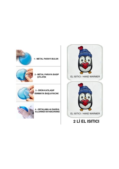 Sıa 2 Adet Penguen Cep Sobası,el Isıtıcı,sıcak Su Torbası Pvc 10x9,5cm Çok Renkli