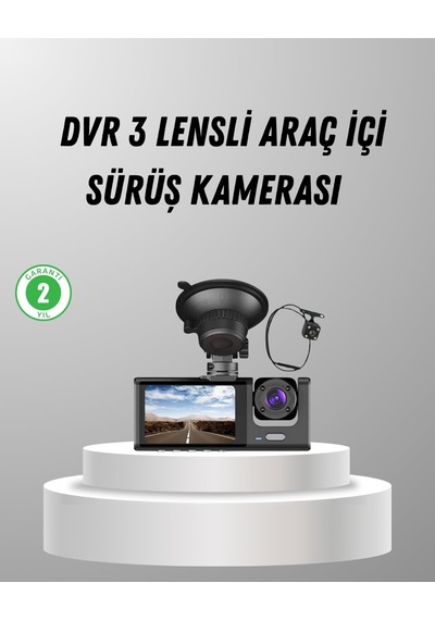 Üç Kameralı Araç Dvr Full Hd Gece Görüşlü Ve 2 İnç Ips Ekranlı 77785465