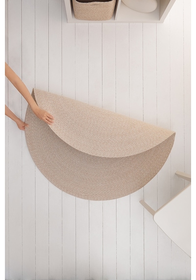 Ocean Home Textile Yıkanabilir Bej Kırçıllı Pamuklu Halı Kilim 120 Cm Çap