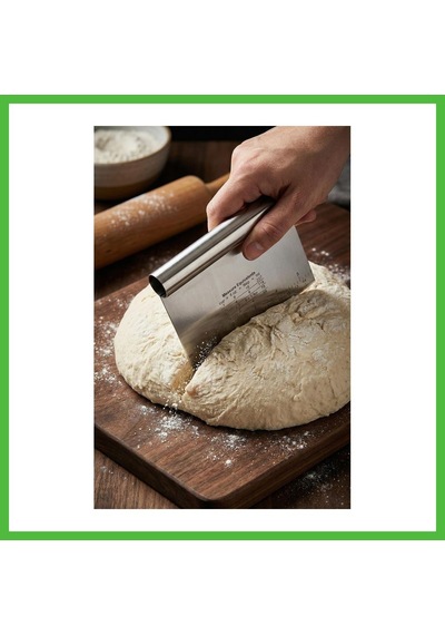 Vaveni Paslanmaz Çelik Ölçü Rehberli Hamur Kesici & Hamur Şekillendirici Spatula 11x14 Cm Arz