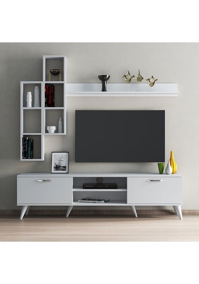 Mega 180 Lik Kitaplıklı Raflı Tv Ünitesi Beyaz - Tvu0301 Mega 180 Lik Kitaplıklı Raflı Tv Ünitesi Beyaz - Tvu0301