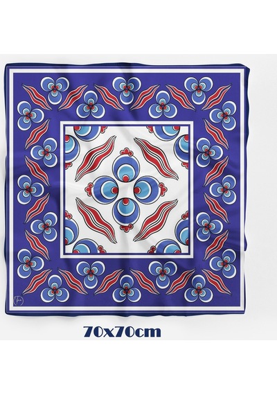 Mavi Girdap Desen 70 70cm Bandana/fular Çok Renkli