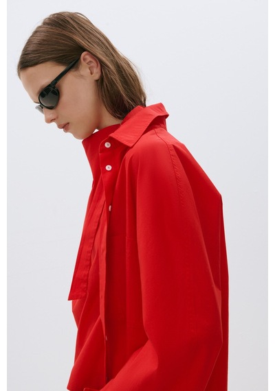 Suud Collection Kırmızı Klara Yıkamalı Poplin Gömlek