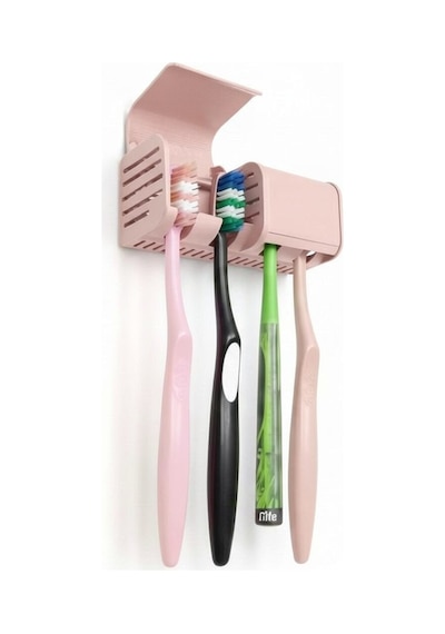Pembe Kendinden Yapışkanlı Hijyenik Diş Fırçası Asacağı Askılığı Askılık Diş Fırçalık Banyo Organizer