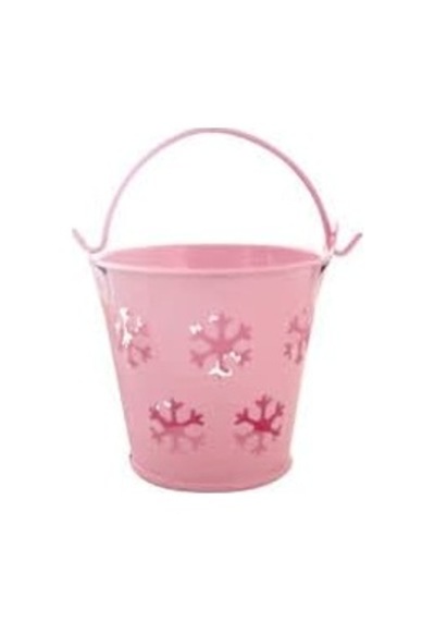 Benim Marifetlerim - Süs Amaçlı Kar Desenli Pembe Mini Metal Kova 1 Adet
