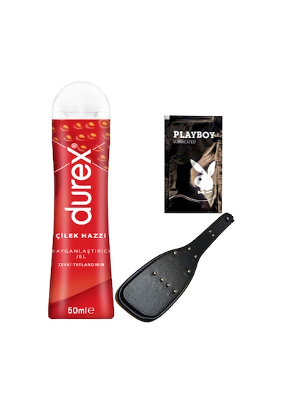 Durex Çilek Hazzı 50 Ml Jel + Siyah Deri Şaplak + Hediye