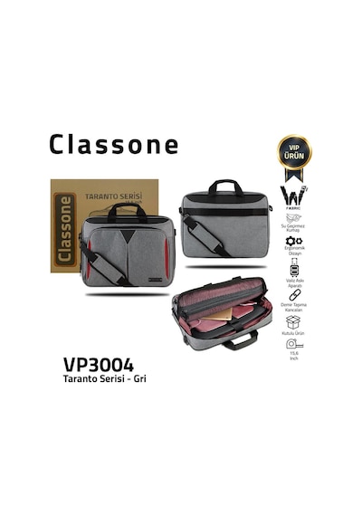 Classone Taranto Vp3404 14" Notebook- Laptop El Çantası-Gri