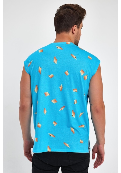Alexander Gardi Alexandergardı Yırtmaçlı Desenli Kolsuz T-shirt B23-00135 001