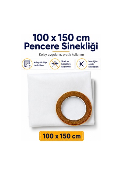 100x150 5,6 Metre Cırt Bantlı Sökülüp Kesilebilir Takılabilen Sineklik