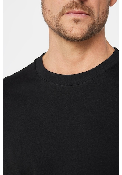 Tudors Unisex Relax Fit Rahat Kesim %100 Pamuk Yumuşak Dokulu Basic Bisiklet Yaka Siyah Tişört-30847 Siyah