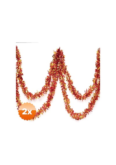 2 Adet Kırmızı Altın Renk 4 Cm Genişlik Garland Çift Renk Sim Süs 180 Cm