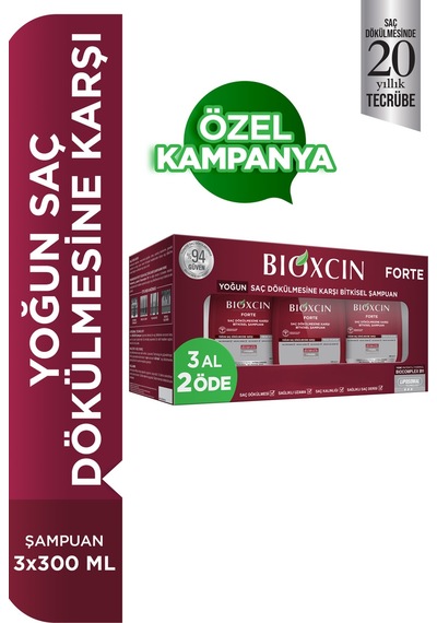 Bioxcin Forte Şampuan Tüm Saç Tipleri Için 3x300ml Yoğun Saç Dökülmesi Şampuanı