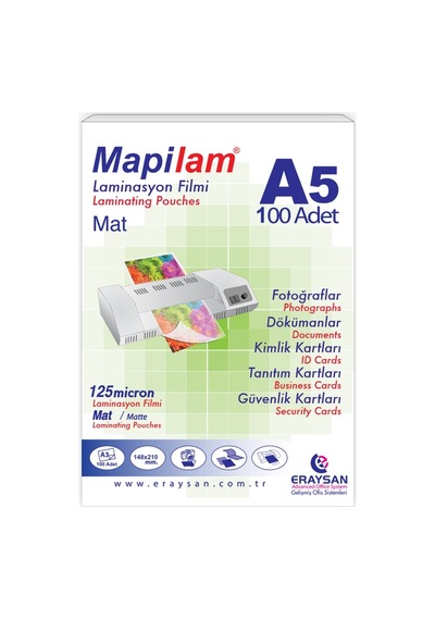 Mapilam 125 Mic. Mat Laminasyon Filmi A5 100'lü