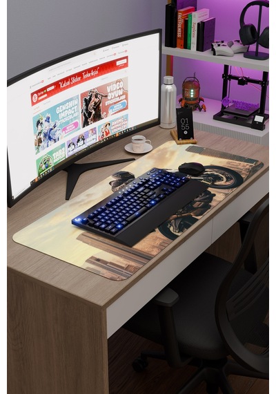 Motorsiklet Kaymaz Dikişli Kauçuk Oyuncu Mousepad V1 - 90x40 Xxl Gaming Mouse Pad Fare Altlığı