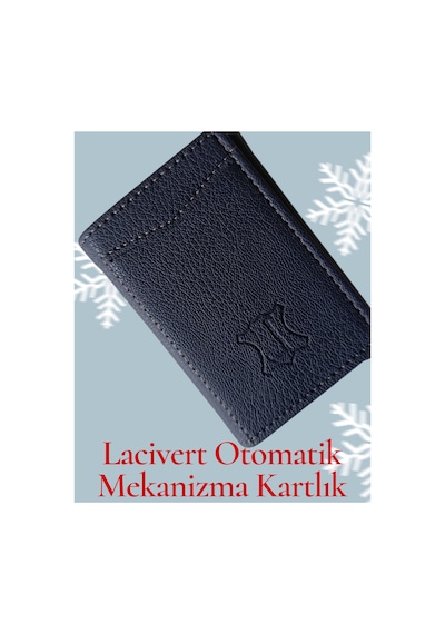 Organıcyou Yıwushı Otomatik Mekanizma Kartlık Unisex 9 Kart Bölme Pu Deri Yüksek Kaliteli Lacivert