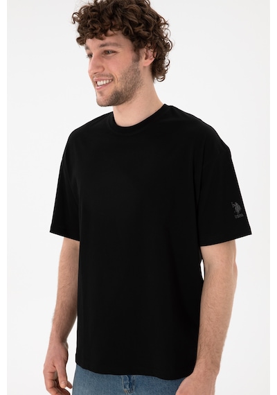 U.S. Polo Assn. Erkek Oversize Fit Bisiklet Yaka Siyah Tişört 50305859-VR046