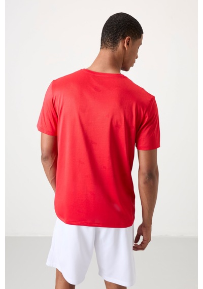 Tommy Life Kırmızı Polyester Nefes Alan Jakarlı İnce Esnek Standart Fit Erkek Performans T-shirt - 88398 Kirmizi