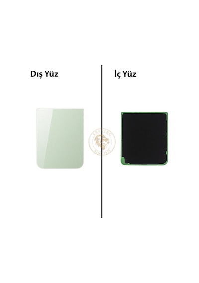 Samsung Galaxy Z Flip 5 Yeşil Renk Arka Kapak Arka Cam Batarya Kapağı Pil Kapağı Lazer Kesim Back Cover Galaxy Z Flip 5 Uyumlu