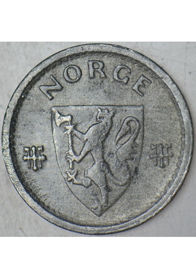 Norveç 10 Öre 1942 Iı. Dünya Savaşı Alman İşgali Dönemi. Çinko.
