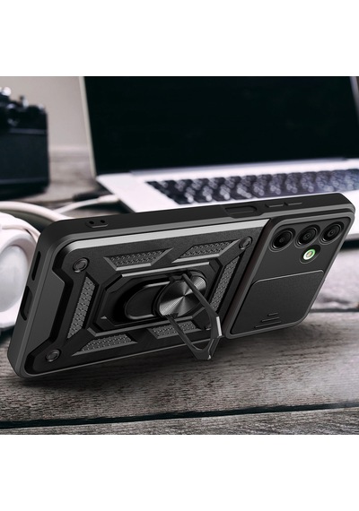 Galaxy Uyumlu A16 Magnetik Standlı Kamera Korumalı Zore Sürgülü Vega