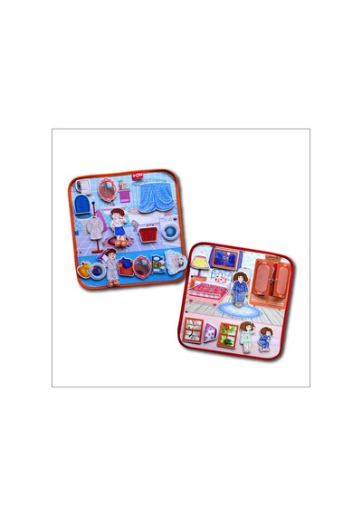 2 Set - 27 Parça Banyo Ve Yatak Odası Keçe Cırtlı Aktivite Sayfası - Çocuk Etkinlik , Eğitici Oyuncak