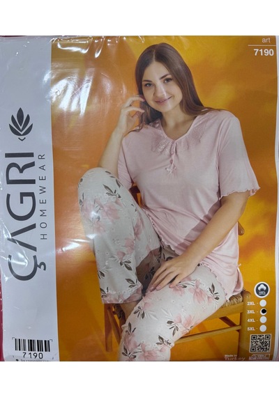 Çağrı Bayan Battal Pijama Takımı-7190 Pudra Pembe